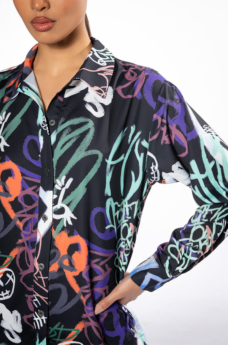 WILDER PRINTED BUTTON DOWN BLOUSE
