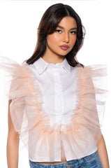 WINGIN IT RUFFLE BUTTON DOWN