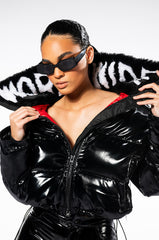 WORLD WIDE PATENT PUFFER WITH FUR COLLAR