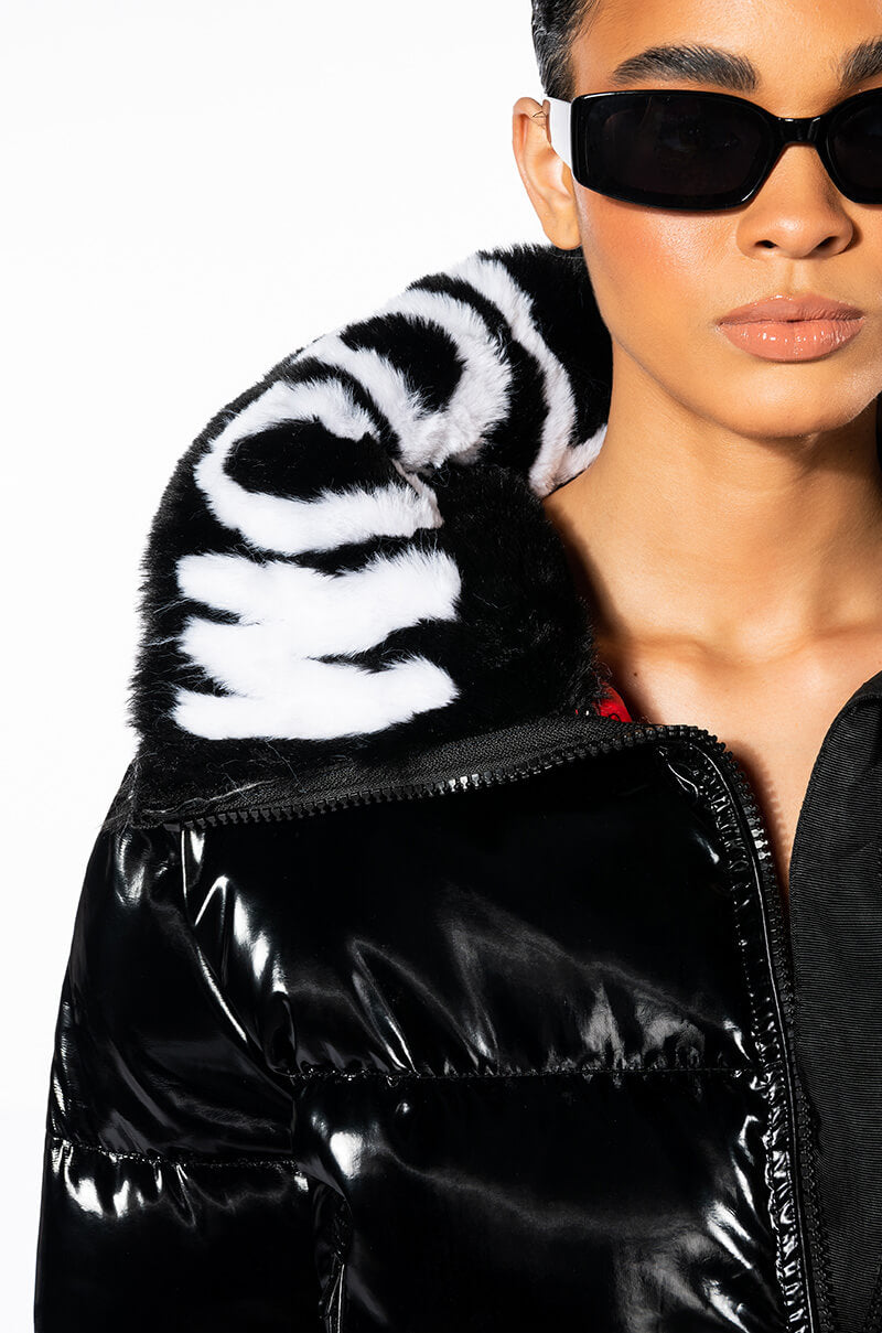 WORLD WIDE PATENT PUFFER WITH FUR COLLAR