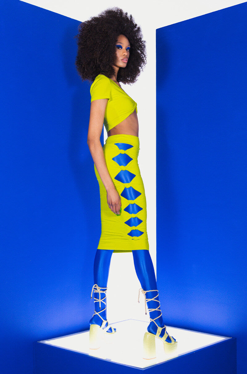 WORST BEHAVIOR CUTOUT MIDI SKIRT