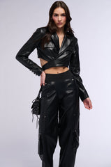 WRAP AROUND PU BLAZER