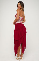 Cascade Around Me Midi Skirt Dragonfruit