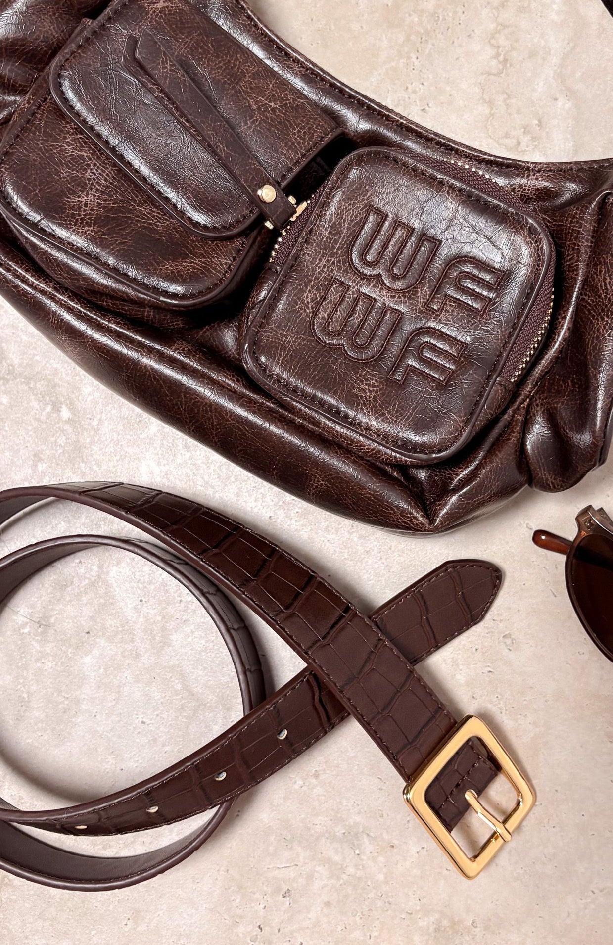 Elvio Belt Chocolate Croc