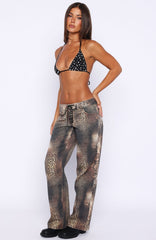 Actually Invested Mid Rise Lace Up Straight Leg Jeans Desert Mirage