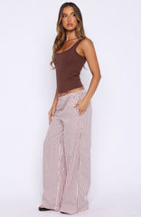 The Sweetest Love Drawstring Pants Pink/Chocolate Stripe