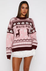 Arctic Fire Knit Sweater Crimson Twist
