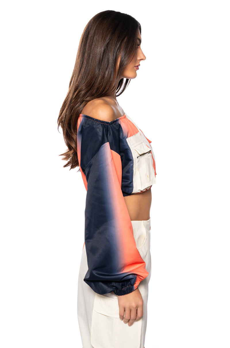 YOU WISH COLOR BLOCKED CARGO TOP