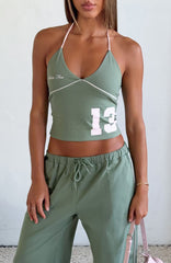 Can't Help The Feeling Halter Top Khaki
