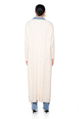 ZHARA LONG KNIT DENIM TRIM TRENCH
