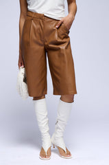 ZOE LONG LENGTH FAUX LEATHER SHORT
