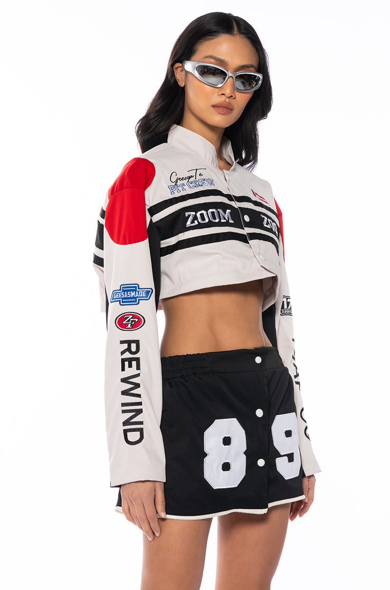 ZOOM ZOOM TWO IN ONE BOMBER SKIRT SET